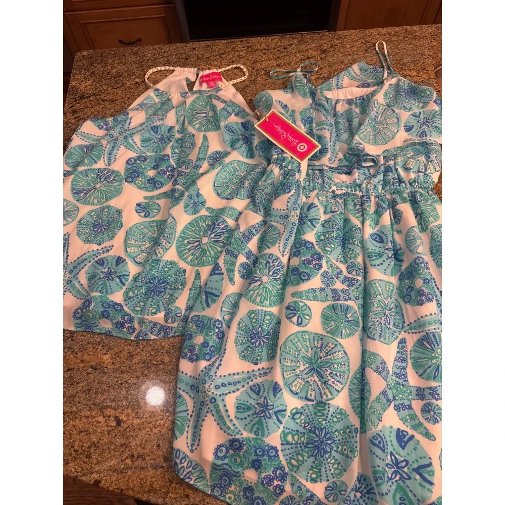 NEW Lilly Pulitzer for Target Blue White Sea Urchin Tank Top + Dress Bundle M